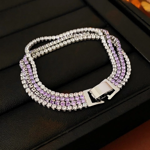 Tennisarmband Koper Zirkoon Sprankelend Geometrisch Pols Sieraden Mode Luxe Minimalistisch Voor Vrouwen Elegant Accessoire