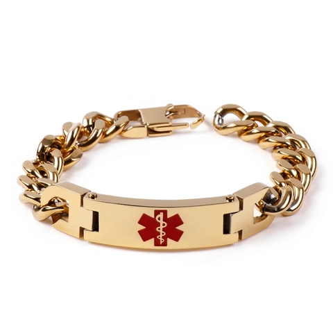 Herren Medizinisches Armband Edelstahl Notfall ID Star Of Life Panzerkette Hip Hop Schmuck Poliert