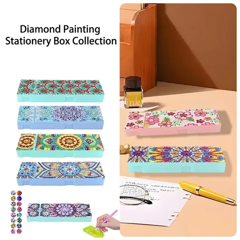 DIY Peinture De Diamant Trousse À Crayons Organisateur De Papeterie Plastique Motif Mandala Jouet Artisanal Étudiants Enfants Manuel