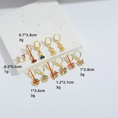 Schmetterling Kleeblatt Figur Anhänger Ohrringe Kupfer Bunte Zirkonia Retro Zierlich Mode Schmuck Für Frauen
