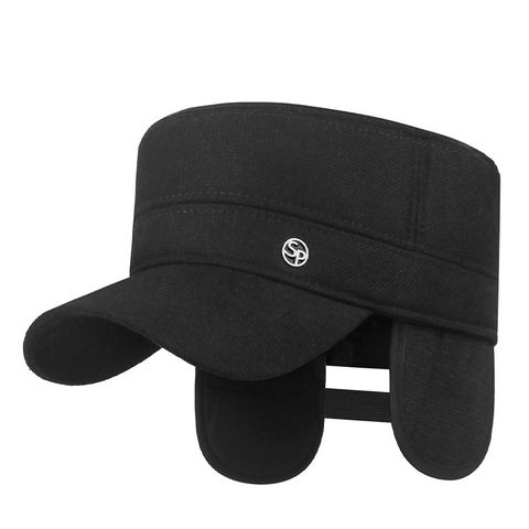 Berretto Cadet Da Uomo In Cotone Ispessito Con Paraorecchie Foderato In Pile Caldo Antivento Cappello Militare Allaperto Inverno