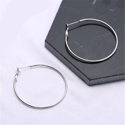 Minimalist Large Hoop Earrings For Women With Stainless Steel Earring Post Metal Circular Jewelry Gold Silver Colors
