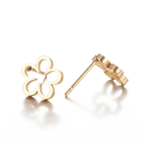 Stainless Steel Stud Earrings Minimalist Hollow Heart Arrow Apple Mushroom Key Lock Geometric Jewelry For Women