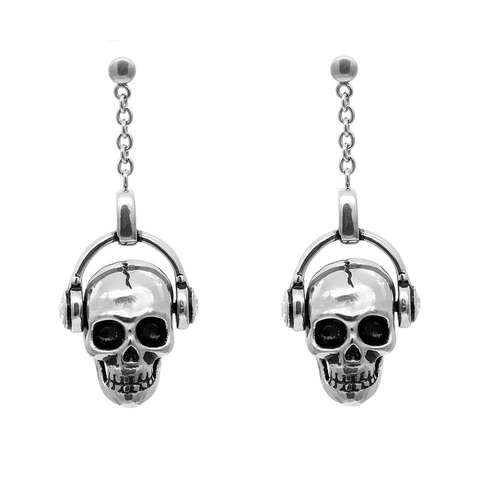 Punk Gothic Metal Drop Stud Earrings For Men Women Hip Hop Vintage Skeleton Spider Cross Axe Arrow Jewelry Novelty