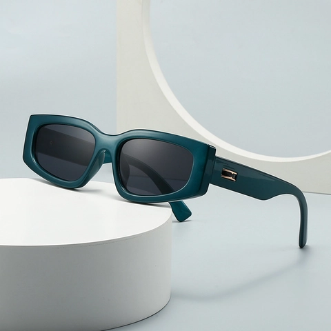 Gafas de Sol Rectangulares Retro para Mujer Hombre Montura Cuadrada Vintage Protección UV400 Detalle Metal Dorado Gafas