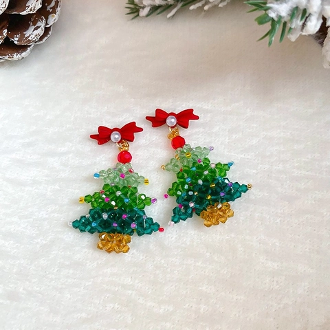 Boucles D'oreilles Noël Alliage Acrylique Zircon Künstliche Perle Flocon Neige Arbre Père Noël Bijoux Fête Avec Tige En Argent