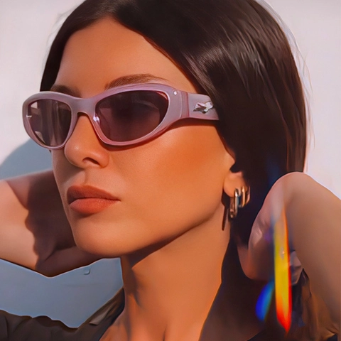 Cat-Eye-Sonnenbrille Retro-Cyberpunk Y2K-Stil UV400-Schutz PC-Rahmen AC-Linse Silberner Stern Dekor Für Mode Outdoor