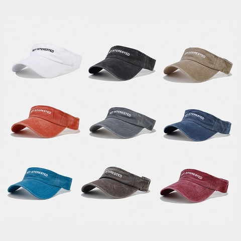 Sonnenschutz Visier Hut Gewaschene Baumwolle Distressed Buchstaben Stickerei Verstellbar Outdoor Sport Atmungsaktiv Sommer Casual Unisex