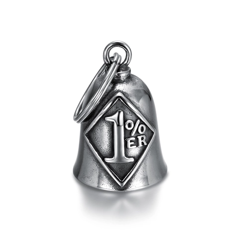 Biker Guardian Bell Pendant Necklace Stainless Steel 1% ER Engraved Retro Motorcycle Rider Jewelry Vintage Punk Gothic