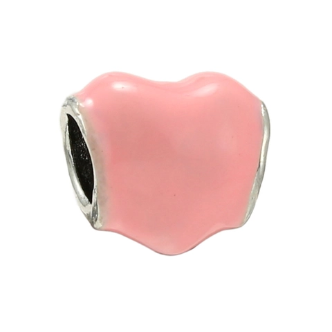 DIY Beads Pink Enamel Heart Flower Charms Alloy Metal Dangle Pendants Jewelry Making Accessories Women Bracelets