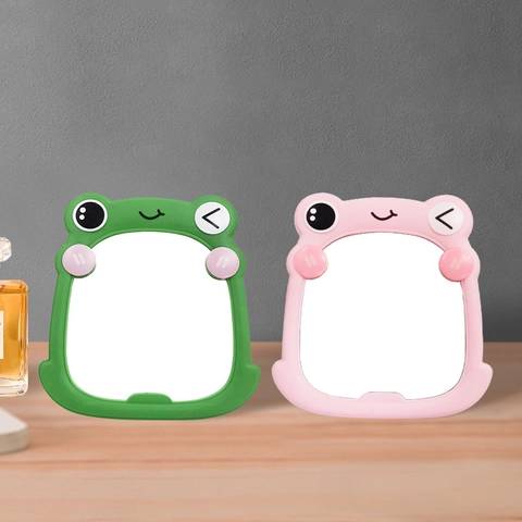 Miroir De Maquillage Grenouille Dessin Animé Portable Bureau Pliant Mural Plastique Verre Miroir De Vanité Chambre