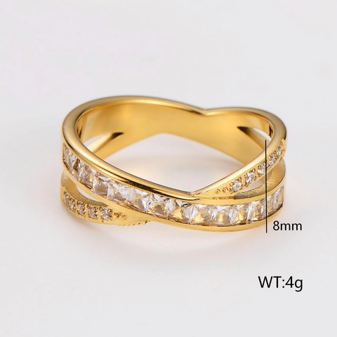 Anello in Acciaio Inossidabile a Croce e Cuore con Zirconia Oro Oro Rosa Argento Gioielli Accessori Donna