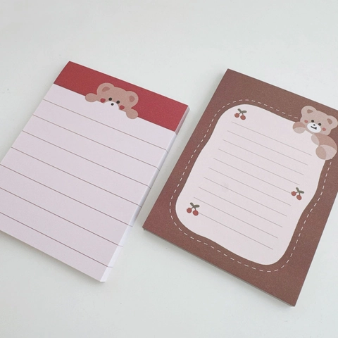 Blocchi Note Cartone Animato Orso Ciliegia Carta Strappabile Per Ufficio Forniture Scolastiche Stile Ins Coreano Cancelleria