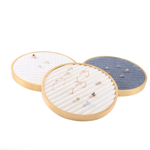 Schmuck Display Tablet Metallrahmen Samtfutter Rund Ring Ohrring Stecker Aufbewahrung Organizer
