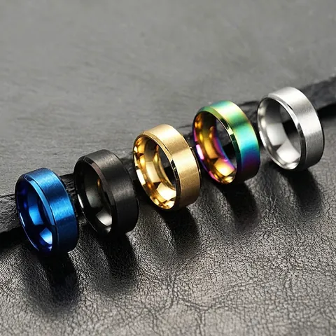 Minimalistischer Breiter Edelstahlring Für Herren Damen Matt Gebürstet Polierte Kante Titanstahl Modeschmuck