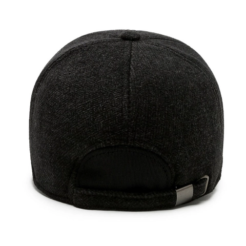 Gorra De Béisbol De Invierno Para Hombre Tela De Lana Gruesa Protección Para Orejas Cálida Casual Color Sólido Decoración Metal