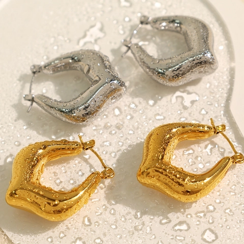 Orecchini A Cerchio In Acciaio Inossidabile Stile Francese Goccia Acqua Geometrici Per Donne Gioielli Eleganti