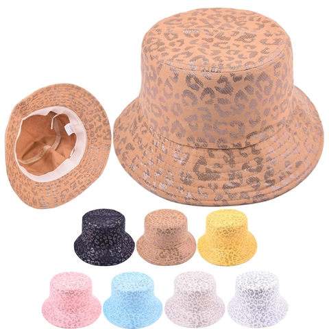 Metallic Leopard Print Baumwolle Fischerhut Outdoor Mode Sonnenschutz Hip Hop Sonnenhut Für Damen Herren