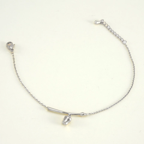 Pulsera Con Colgante De Capullo De Tulipán Acero Inoxidable Bañado En Oro De 18K Joyas De Barra De Bambú Regalo Minimalista Mujer