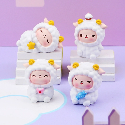 Cartoon Schaf Lamm Schreibtisch Ornamente Süße Harz Figuren Für Auto Büro Home Decor Kuchen Deko Zubehör