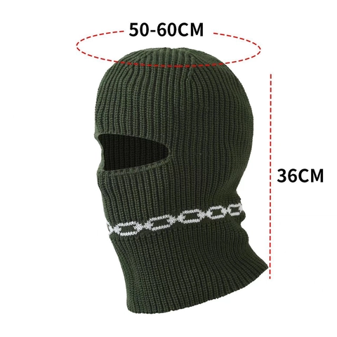 Πλεκτή Μάσκα Balaclava Με Λευκό Σχέδιο Αλυσίδας Ζακάρ Μία Τρύπα Πλήρης Κάλυψη Προσώπου Σκι Ζεστή Αντιανεμική Υπαίθρια Σπορ