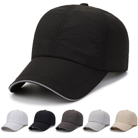 Laser Perforated Breathable Baseball Cap Polyester Quick Dry Sun Protection Outdoor Sports Solid Color Adjustable Hat