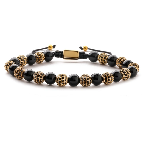 Micro Pave Zircon Ball Copper Bead Braided Bracelet Adjustable Rope Hip Hop Jewelry For Men Women