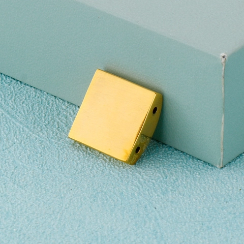 Ciondolo Rettangolare Curvo In Acciaio Inossidabile Liscio Lucidato Doppio Foro Connettore Accessorio Gioielli DIY