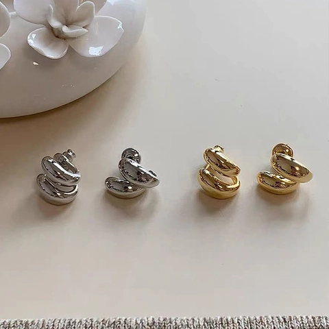 Orecchini a Bottone a Goccia d'Acqua in Rame con Perno in Argento Sterling 925 Minimalista Orecchini Geometrici Oro Argento Donna