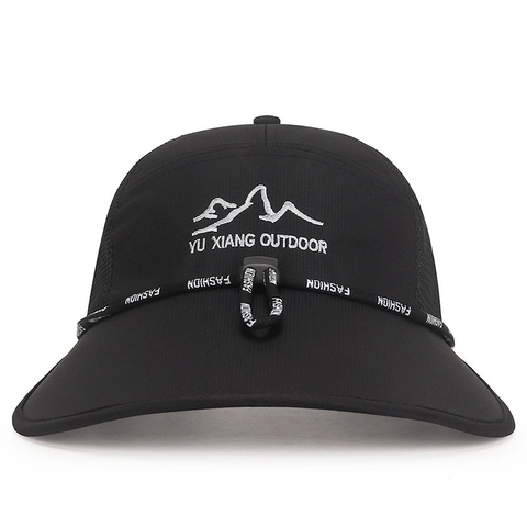 Gorra De Béisbol De Ala Ancha Protección Solar Malla Transpirable Sombrero De Pesca Al Aire Libre Con Cuerda Cortavientos
