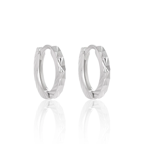 S990 Sterling Silver Faceted Diamond Cut Hoop Earrings For Women Minimalist Geometric Huggie Ear Hoops Niche Design Jewelry