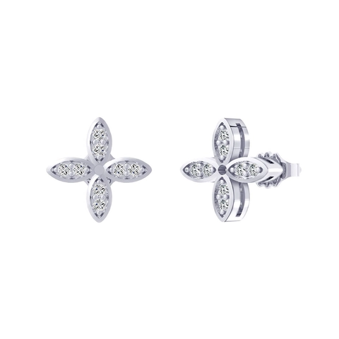 925 Sterling Silver Zirconia Four-Leaf Clover Stud Earrings For Women Niche Style Flower Fashion Electroplated Niche Jewelry Gift