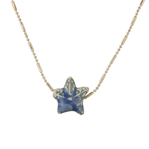 Zeester Schelp Hanger Ketting Koper Gouden Ketting Keramiek Marine Oceaan Thema Mode Sieraden Vrouwen Meisjes Elegant