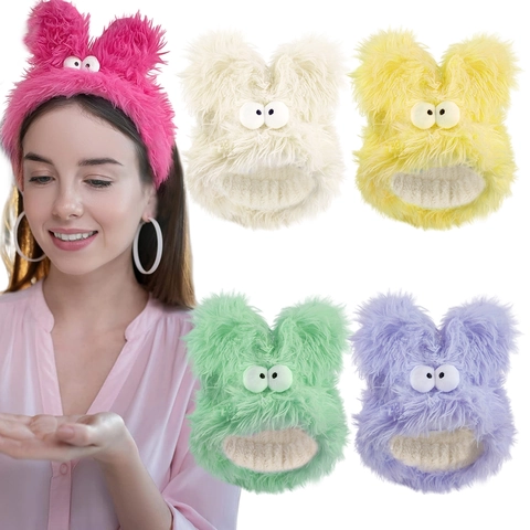 Diadema De Peluche Con Orejas De Conejo Para Lavado De Cara Maquillaje Cuidado De La Piel Diadema Elástica Suave