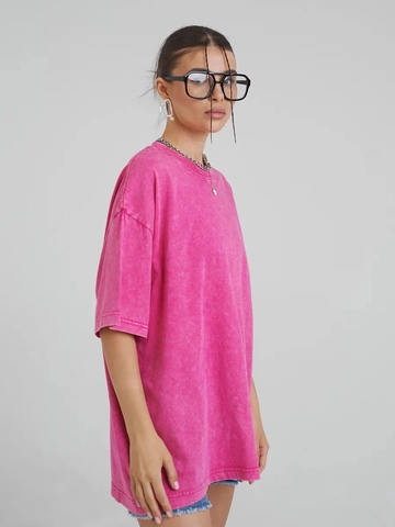 T-Shirt Donna Cotone Oversized Manica Corta Acid Wash Vintage Streetwear Girocollo Top Largo