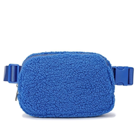 Sherpa Fleece Belt Bag Plush Waist Pack Fanny Pack With Adjustable Strap For Outdoor Fitness Travel Sports Crossbody