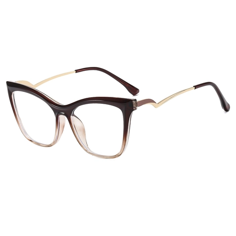 Montatura Occhiali Gatto Moda Anti Luce Blu Grande Metallo PC Ottico Per Donne Retro Semplice Leggero
