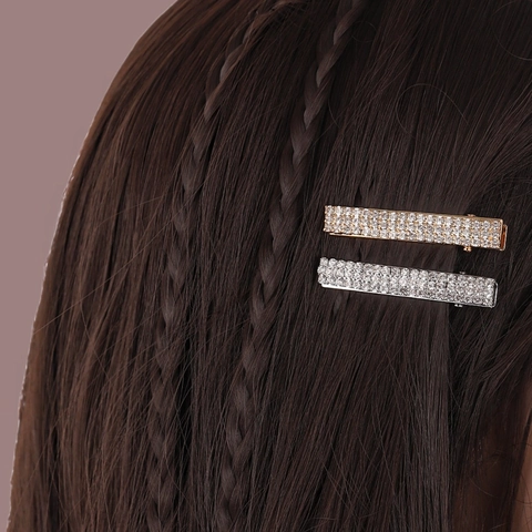 Funkelnde Strass Haarklammer Legierung Rechteck Entenschnabel Barrette Elegante Seiten Pony Haarnadel Für Frauen Mädchen