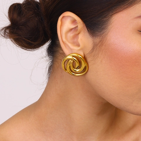 Vortex Twist Creolen Edelstahl 18K Vergoldet Geometrisch Hypoallergen Modeschmuck Für Damen