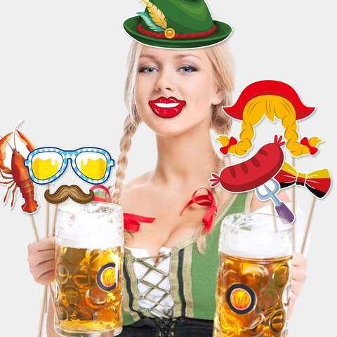 Oktoberfest Fotorequisiten Papier Handheld München Bier Party Dekorationen Lustige Bayerische Kostümzubehör