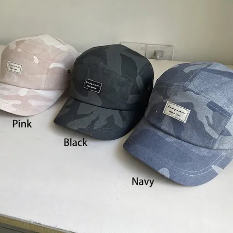 Cappello Camper Camuffamento Cotone Spandex Regolabile Cappello Baseball Aperto Ombrellone Streetwear Vintage Toppa Etichetta Lettera Top Morbido