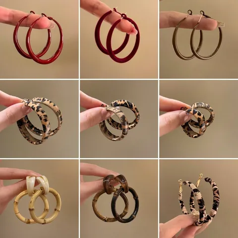 Creolen Mit 925 Sterling Silber Ohrstecker Kupfer Harz Leder Holz Künstliche Perle Samt Boho Mode Für Frauen