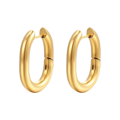 Pendientes De Aro Minimalistas En Forma De U De Acero Inoxidable Chapados En Oro De 14K Pulidos Lisos Para Mujer