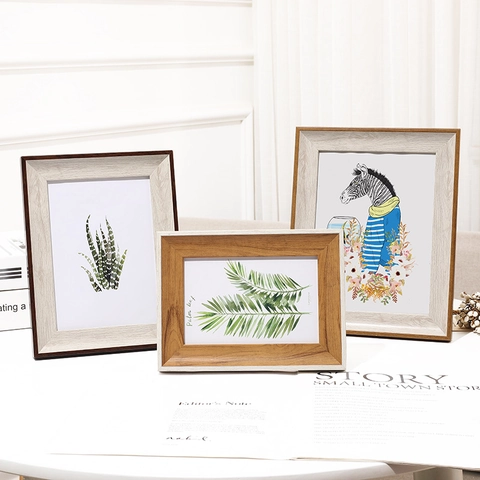 Wooden Photo Frame Desktop Tabletop Wall Mount Dual Color Minimalist Picture Frame Nordic Style Home Decor