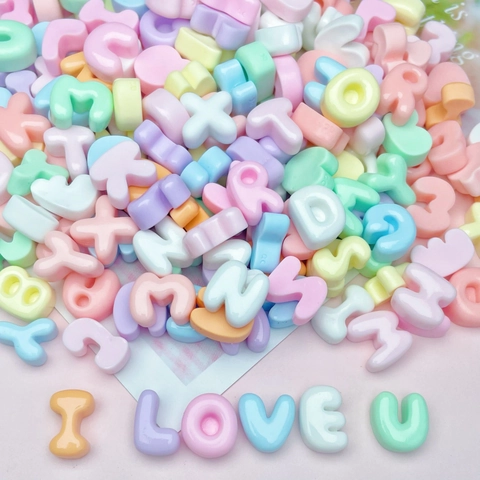 Alphabet Letter Beads Resin Colorful Macaron 3D Stereo DIY Phone Case Hair Clip Jewelry Making Accessories