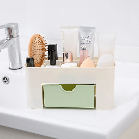 Boîte de Rangement Cosmétique de Bureau Avec Tiroir Organisateur de Maquillage Plastique pour Soins de la Peau Rouge à Lèvres