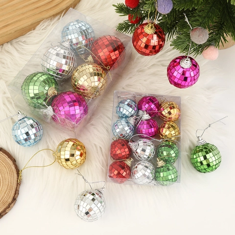 Colorful Disco Ball Ornaments Mirror Mosaic Reflective Hanging Christmas Tree Decoration Party Bar Stage Atmosphere Ornaments