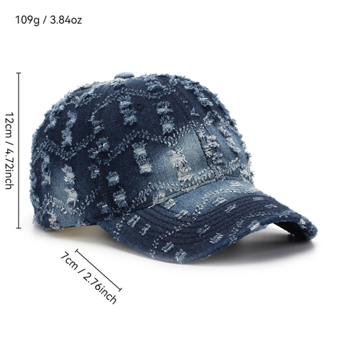 Berretto da Baseball in Denim Lavato Vintage per Uomo Donna Cappello in Jeans Strappato Invecchiato Streetwear Retro Parasole Regolabile