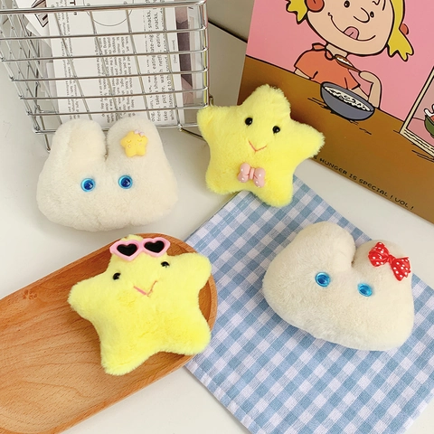 Porte-Clés En Peluche Mignon Pendentif En Forme D'Étoile Et De Lapin Ornement De Sac De Dessin Animé Doux Pour Enfants Et Filles