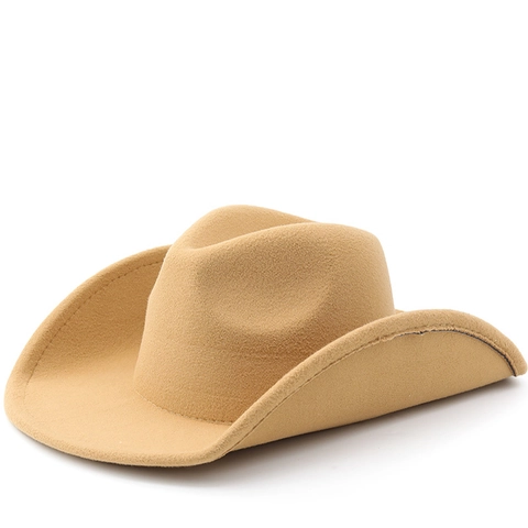 Sombrero De Vaquero Occidental Ala Ancha Fieltro De Poliéster Color Sólido Vintage Exterior Moda Para Hombres Mujeres